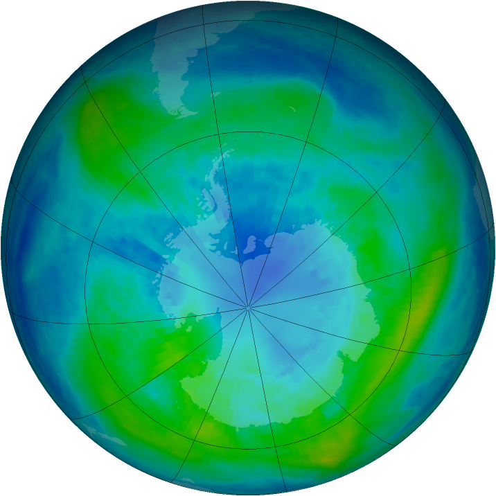 Antarctic ozone map for 04 April 2004